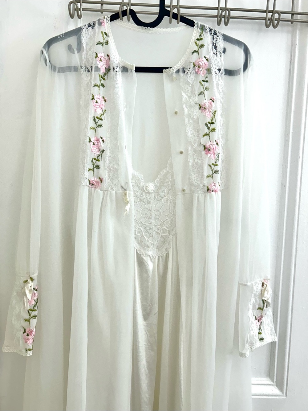 VTG Suzy Star Double Chiffon Peignoir & Val Mode Nightgown Set M